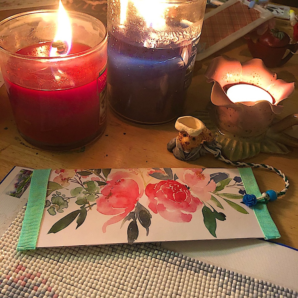 Bookmark w Watercolor Roses 🌹 & Sailor Bear Charm